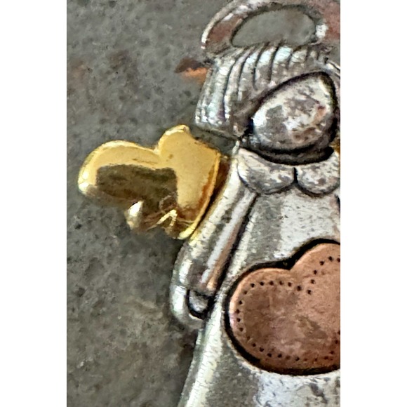 Angel Brooch AJMC Gold Tone Wings Silver Tone Dress Heart Motif Pin vintage - Picture 9 of 12
